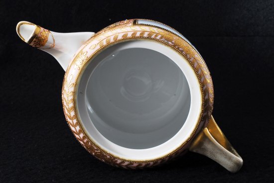 １３９　里帰り　オールドノリタケ・金盛上装飾風景画 ポット