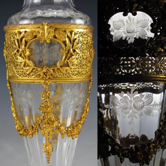 ０９１　バカラガラス　フランスエンパイア調　銅メッキ　オルマール　花瓶