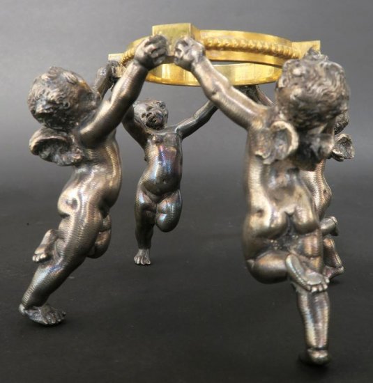 １００　バカラ　19世紀のブロンズとクリスタルのコンポート(ペア)