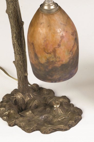 ０５６　ミューラー兄弟　ガラスシェードとフクロウのランプ