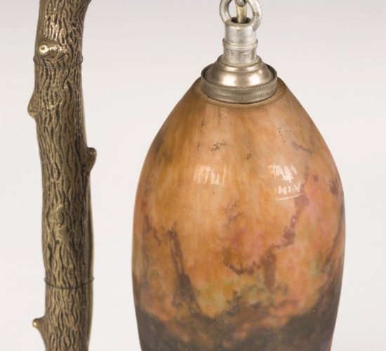 ０５６　ミューラー兄弟　ガラスシェードとフクロウのランプ