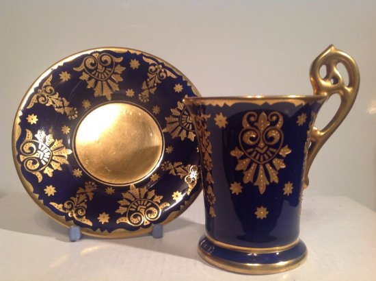 ０２１　コールポート　コバルトブルーとゴールドのカップ＆ソーサー