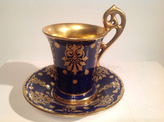 ０２１　コールポート　コバルトブルーとゴールドのカップ＆ソーサー