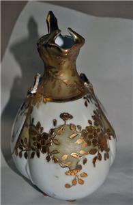 １６６　オールドノリタケ　モリムラ　金彩花柄水差し　グリーンのマーク付き