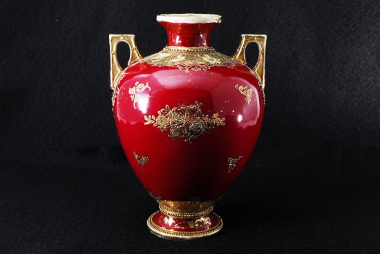 １７０　里帰り　オールドノリタケ 金彩 花鳥画 両耳花瓶