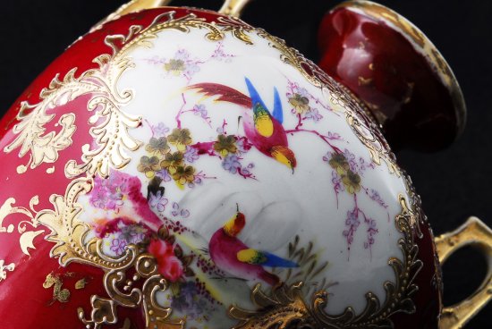 １７０　里帰り　オールドノリタケ 金彩 花鳥画 両耳花瓶