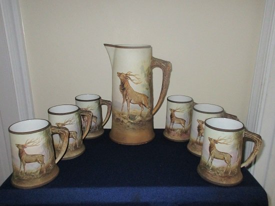 １７２　希少　アンティーク　オールドノリタケ　雄鹿　ジョッキとカップ