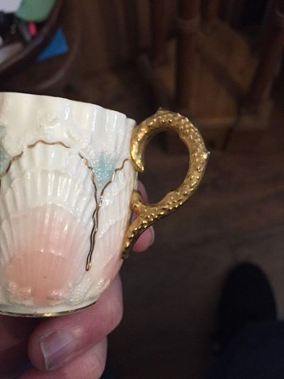 ０２２　コールポート　アンティーク　デミタスカップ＆ソーサー　Duo Cockle Scallop Shell　希少