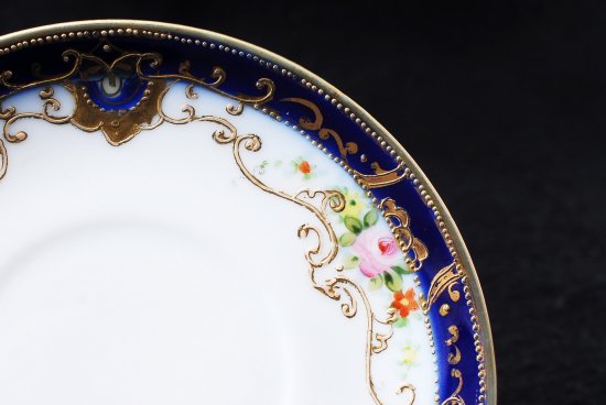 １８２　オールドノリタケ　金彩＆ピンクローズ カップ＆ソーサー