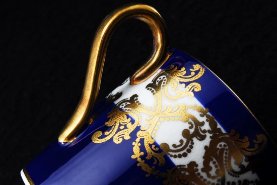 １９４　エインズレイ 金彩コバルト カップ＆ソーサー＆スプーン