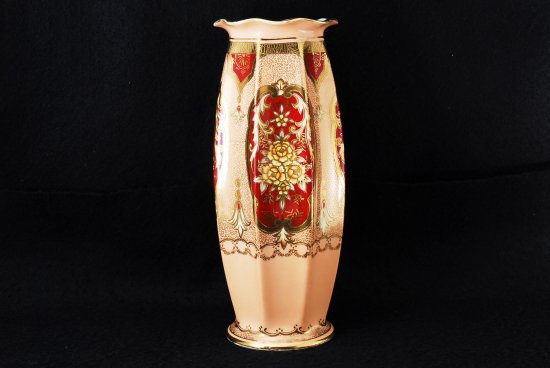 花柄陶器花瓶 金色縁取りノリタケノリタケ工房アンティーク