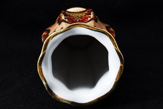 １８３　オールドノリタケ　金縁花柄オレンジ花瓶