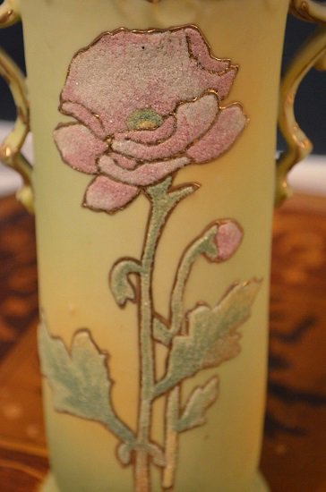 １８８　ゴージャス　オールドノリタケ　ピンクの薔薇が描かれた花瓶