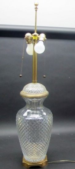 ２８３　重厚　101cm　刻印入り　MARBRO　バカラ　カットクリスタル&金メッキブロンズ　ランプ　1960年代