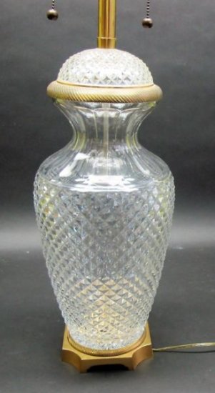 ２８３　重厚　101cm　刻印入り　MARBRO　バカラ　カットクリスタル&金メッキブロンズ　ランプ　1960年代