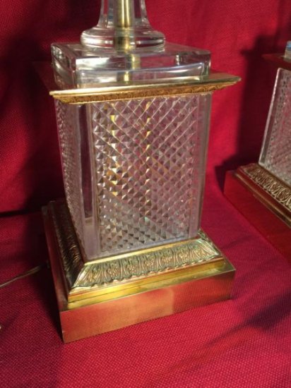 ２８８　豪華　ペアフレンチバカラカットグラスクリスタル＆ブロンズのテーブルランプ