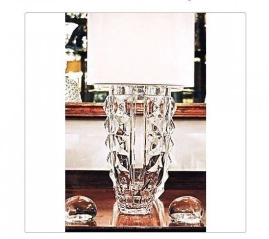 ２９５　バカラ　クリスタルテーブルランプ　ヘリテージ　ディアマン　ホワイトランプシェード　ミント箱入り