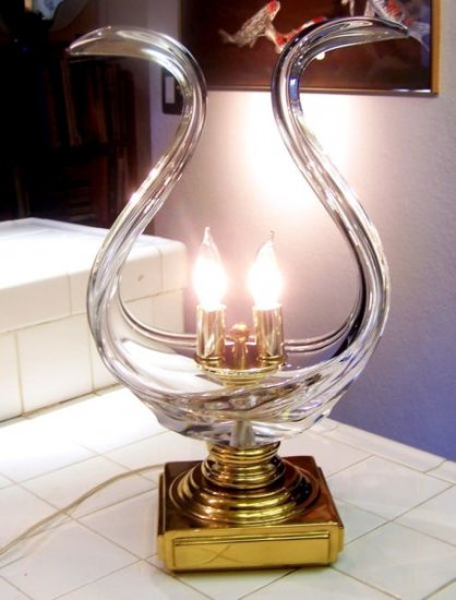 ３０４　アールデコ　オールドバカラ　グラステーブルランプ