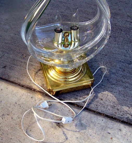 ３０４　アールデコ　オールドバカラ　グラステーブルランプ