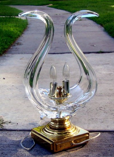 ３０４　アールデコ　オールドバカラ　グラステーブルランプ
