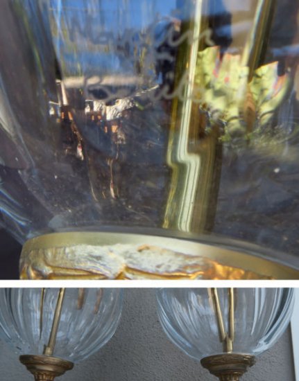 ３２６　バカラ　カットクリスタル　刻印入り　テーブルランプ2つ　金めっきブロンズ　フランス帝国　ガラス　真鍮