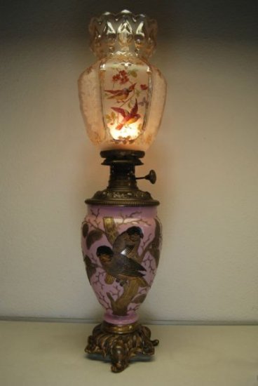 ３３０　アンティーク　オーストリア　アールヌーボー　バカラ　ケロシンオイルランプ