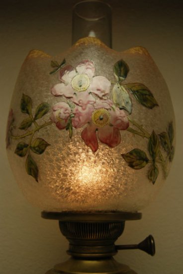 ３３５　アンティーク・フレンチ・バカラ　七宝焼きエナメル　アールヌーヴォー　オールドケロシンオイルランプ