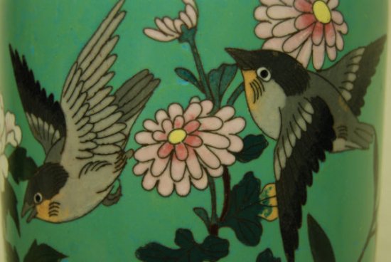 ３３５　アンティーク・フレンチ・バカラ　七宝焼きエナメル　アールヌーヴォー　オールドケロシンオイルランプ