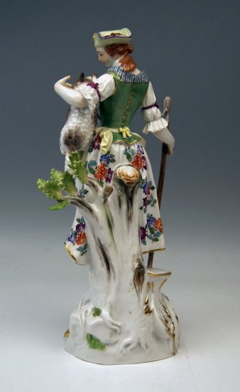 マイセン 羊飼いの女性と犬 ポーセリン人形 フィギュリン