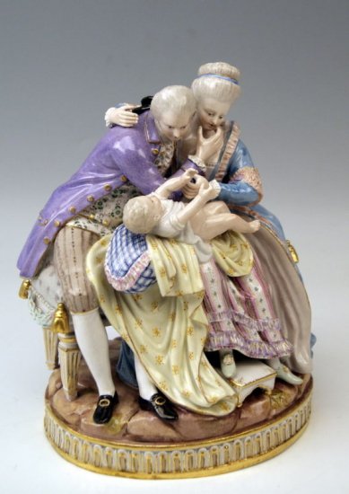 マイセン人形　幸福な家族の始まり　ポーセリン人形　アシエ作