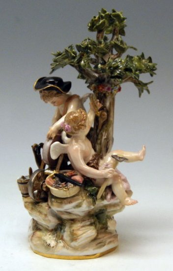 マイセンアンティークマイセン矢を研ぐ2人の天使