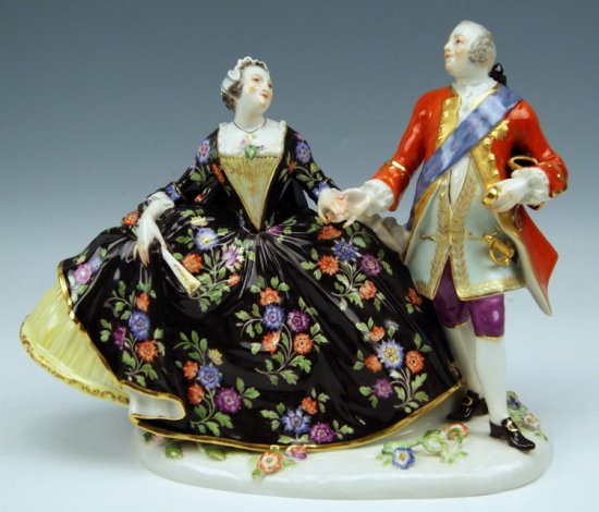 222 マイセン 最高級のロココ衣装を身に着けた貴族のカップル