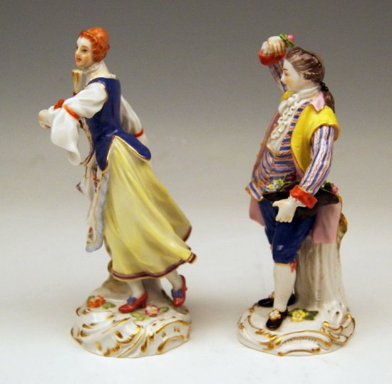 マイセン人形ペアセット　庭師の男性と羊飼いの女性　F.E.マイアー及びM.V. アシエによる原型作