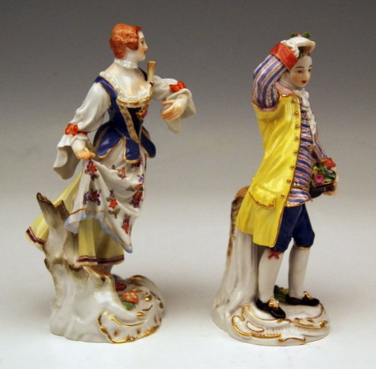 マイセン人形ペアセット　庭師の男性と羊飼いの女性　F.E.マイアー及びM.V. アシエによる原型作
