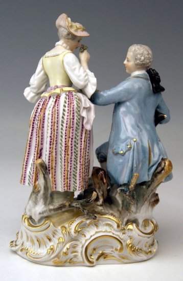 マイセン人形　庭師の男女と犬（1870年ころ）型番号2987　一級品