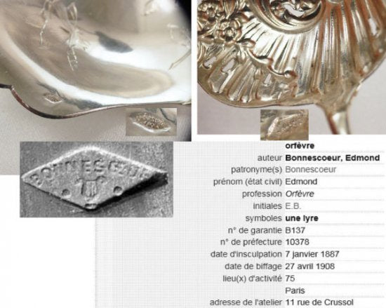 ２３５　アンティーク　フランススターリングシルバー製ストロベリーサービング用2点セット　アール・ヌーヴォー様式