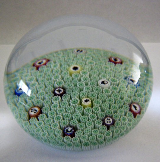 497　ヴィンテージバカラフランス　クリスタルガラスペーパーウェイト ミッレフィオーリゾディアック 1988年製 箱付き