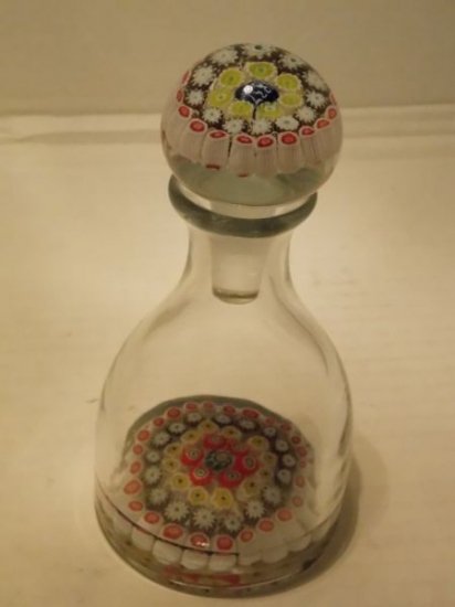 レアアンティーク　ダブルレイヤーミッレフィオーリアートガラス　ムラノ香水ボトル