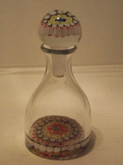 レアアンティーク　ダブルレイヤーミッレフィオーリアートガラス　ムラノ香水ボトル