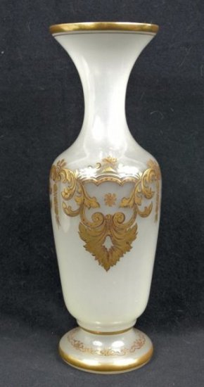 バカラ　高さ約36㎝の手塗り金のフランスオパーリンベース