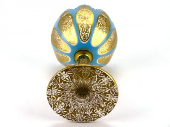 アンティークバカラ　オーバーレイオパーリン空色の聖杯　オスマンペルシャ風