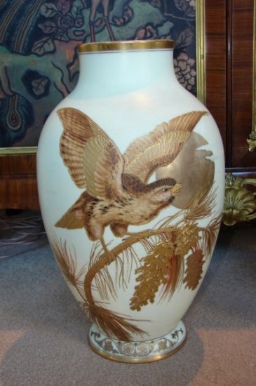 1880年代　豪華なフランスバカラのペアオパーリンガラスベース