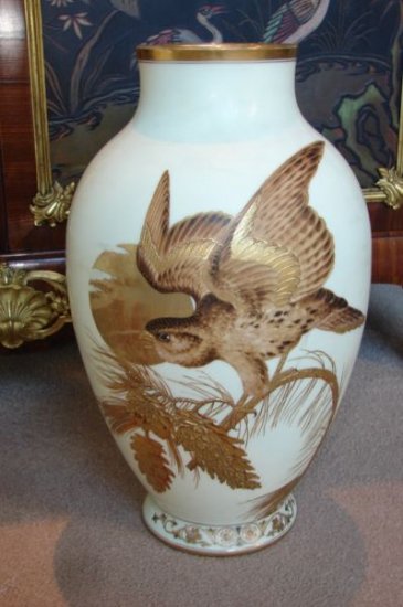 1880年代　豪華なフランスバカラのペアオパーリンガラスベース