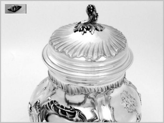 フランススターリングシルバー　ピュイフォルカ　シュガーボウル　Rococo