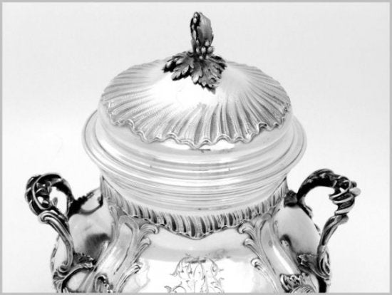 フランススターリングシルバー　ピュイフォルカ　シュガーボウル　Rococo