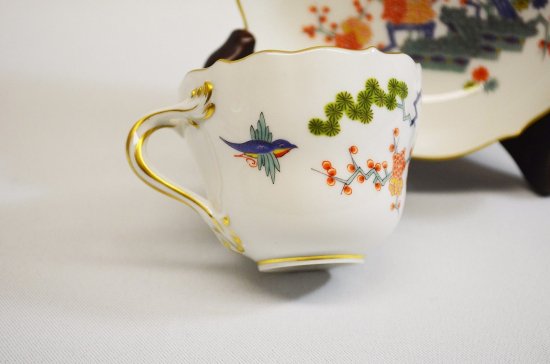 マイセン　ユタのモカカップ　シノワズリ様式のゴールド