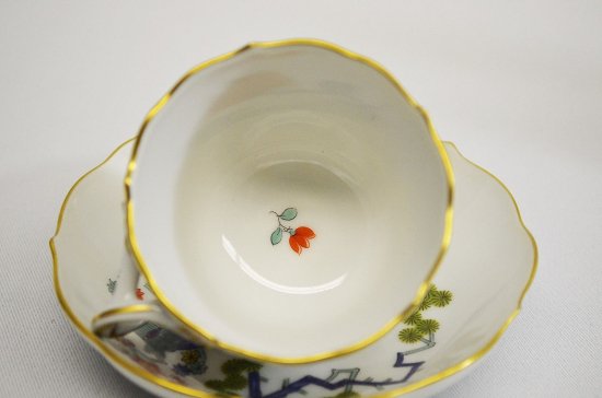 マイセン　ユタのモカカップ　シノワズリ様式のゴールド