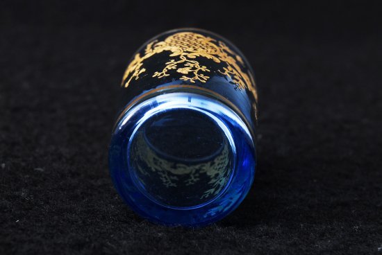 オールド・バカラ Old Baccarat サンルイ リーフモチーフ 金彩ブルークリスタル グラス2客セット