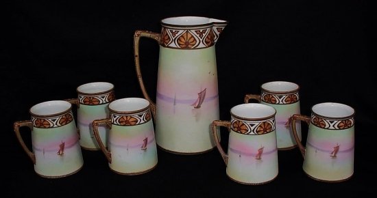 オールドニッポン　帆船のピッチャーとマグカップセット