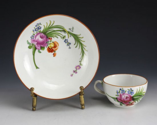 278	マイセン　ポセリンカップ＆ソーサーセット　マルコリーニ　リーフ＆フローラル